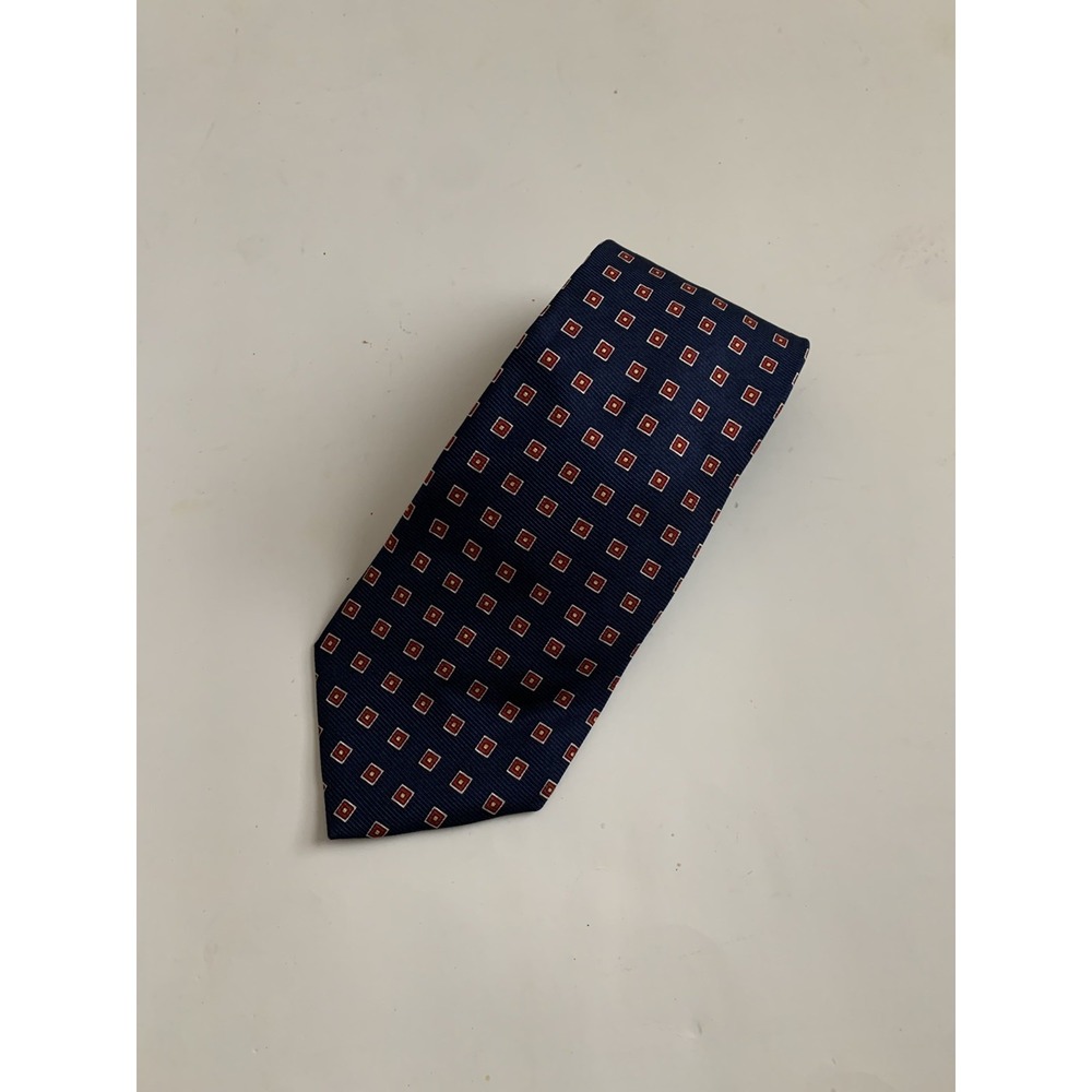 Brooks Brothers Makers Red with Blue Geometric Patteren Silk 4" Tie Made in USA